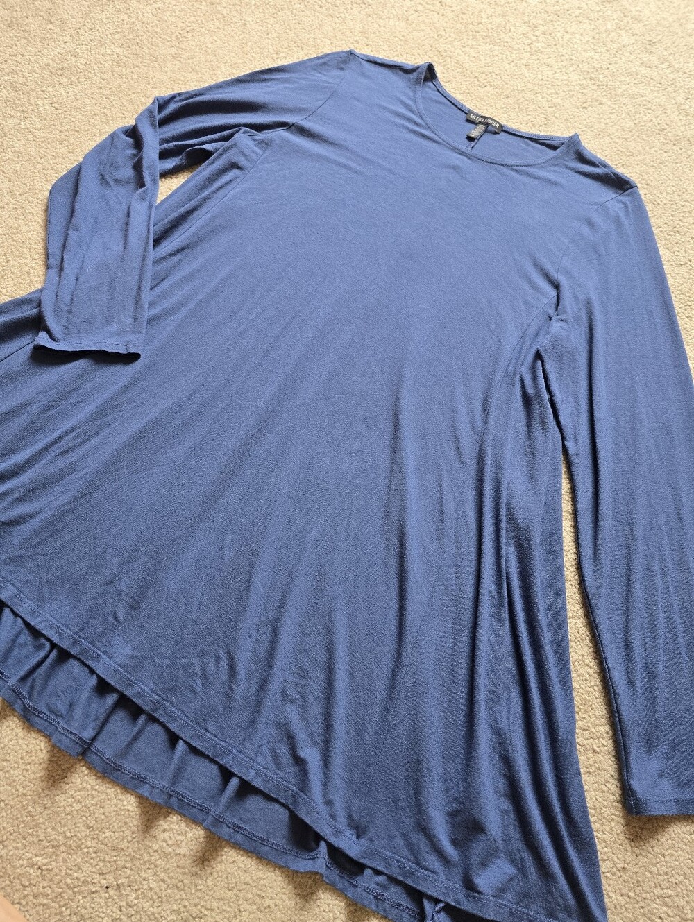 Eileen Fisher Blue Long Sleeve Swing Tunic Top Size Large